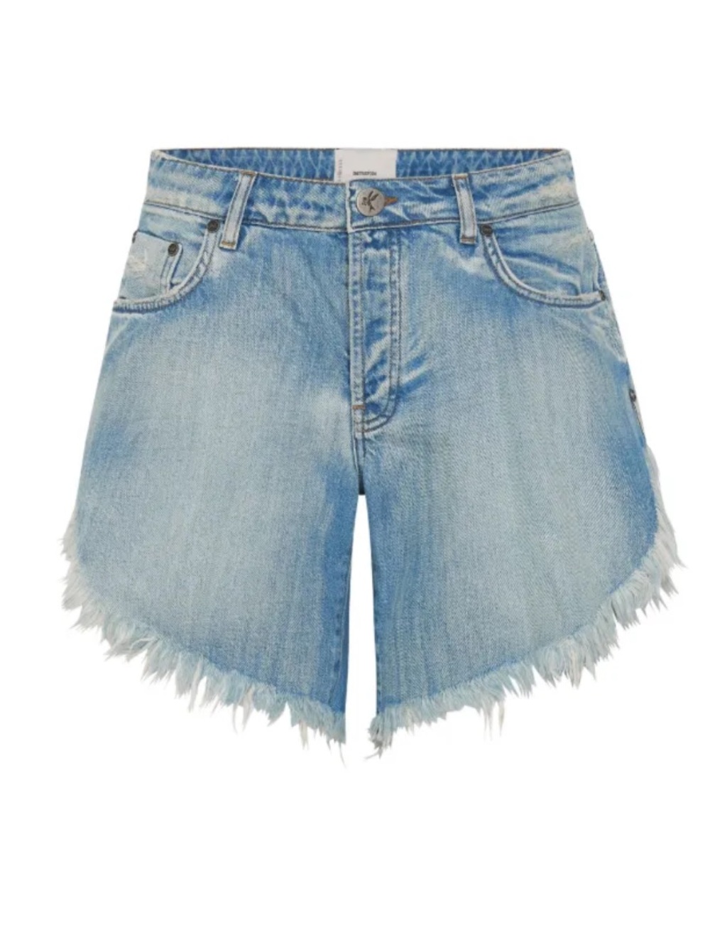 One Teaspoon light blue frayed asymmetric denim shorts festival country size 25